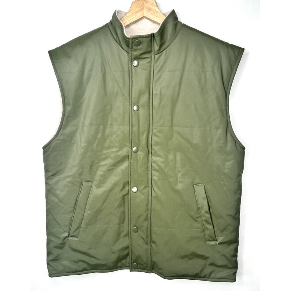 Unbranded Mens Vest Reversable Outdoor Fleece Full Zip Pockets Green Size Medium